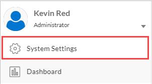 Left side menu with System Settings highlighted