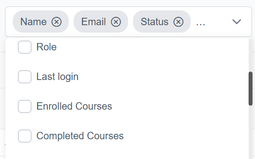 learners report column chooser