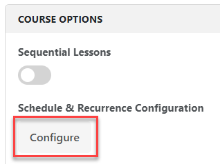 Course options with Configure button highlighted