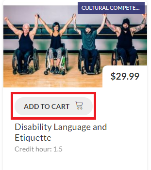 Disability language course with add to cart highlighted