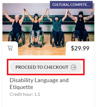Disability language course with proceed to checkout highlighted